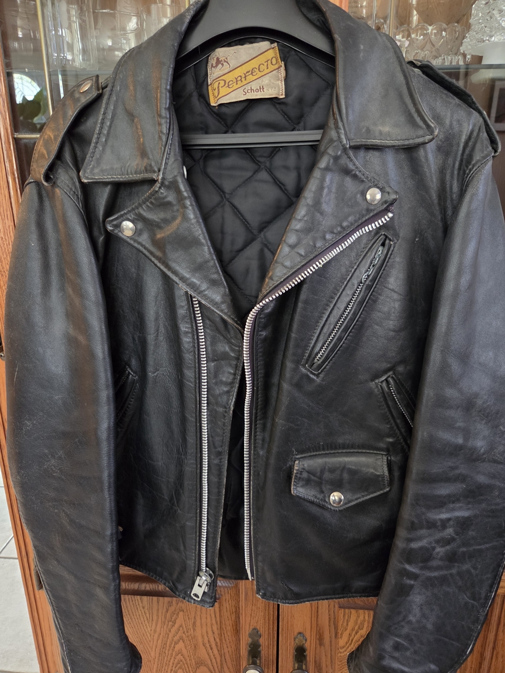 Schott Black Leather Moto Jacket